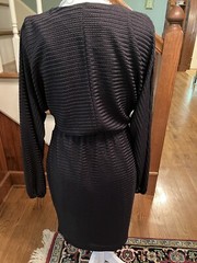 NEW Guess Black Mock Wrap Designer Dress Textured Nylon Poly Fabric Size S Lined