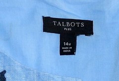 TALBOTS WOMAN Slvlss Blue Lin/Ctn Split Neck Drs 54 In Chst 30 In Lng Sz 14W EXC