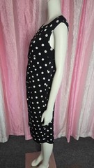 Connected Polka Dot Black Ruched Slimming Workwear Faux Wrap Dress Size 10
