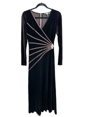 Tadashi Collection Dress Womens Size Small Sleeve Purple Velour Jewel Maxi Long