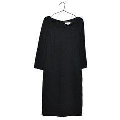 Celine Finition Main Wool Elastane Designer Black Dress Size 38 Made in France