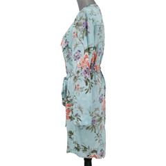 Nanette Lepore Dress Womens 8 Light Green Floral Long Sleeve Belted Pockets