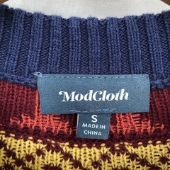 MODCLOTH Fair Isle cozy commitment sweater dress burgundy geometric knit S
