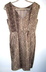 New! Plenty by Tracy Reese Khaki Python Dress Women 4 Sleeveless Pockets Lined
