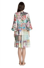 NWT JOHNNY WAS GIGI SILK PATCHWORK PEASANT DRESS W/ SLIP SMALL $378RRP