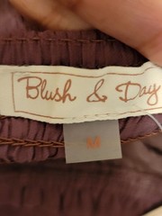 Blush & Day NWT Women&rsquo;s Smocked Maxi Dress Purple Brown Front Slit Size M