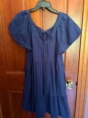 Blue Dress Size M Above Knee 100% Cotton
