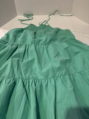 American Eagle Green Solid Smocked Square Neck Ruffle Woven Rayon Sundress L B26
