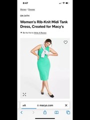 Macy’s, On 34th, Rib-Knit, Midi Tank Dress – New in Packaging