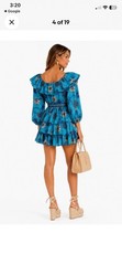 Ulla Johnson “Giselle” Teal Blue Floral Puff Sleeve Mini Dress – Sz 2