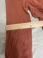 100% Cotton Universal Thread Rust Cotton Gauze Tiered V-Neck Balloon Sleeve L