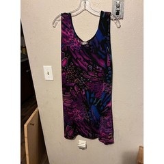 Jostar USA Purple Blue Abstract Sleeveless Swing Dress Size 3X Made in USA