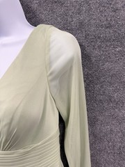Azazie Womens Formal with front slit, Sheer Long Sleeve, Green Dress