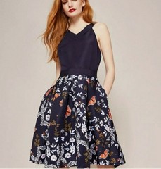 VGUC Ted Baker Bethah Kyoto Print Fit & Flare Dress | Size 1 (US 2-4)