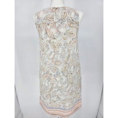 Rachel Ashwell 100% Linen Shift Dress Paisley Border Print Sleeveless S
