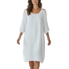 Mlle Gabrielle shift dress with 3/4&Prime; ladder-stitch detailed sleeves size 2X
