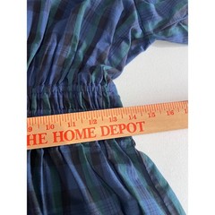 Sail to Sable STS Blue Green Blackwatch Plaid Maxi Dress Womens Sz Medium Tiered