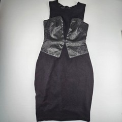 Bailey 44 Black Bodycon Dress Faux Leather Panel Bodice S Goth Anthropologie