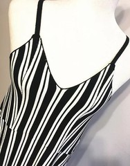 Women Stripes Printed V Neck Strap Loose Casual Club Long Dress