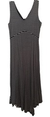 Spence Striped Maxi Dress Black & White V Neck Assymetrical Sleeveless Medium