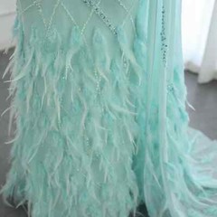 Feather One Shoulder Mermaid Evening Dress with Cape Prom Wedding Party Gowns