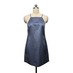 Madewell Slate Blue Linen Blend Halter Mini Dress Women&rsquo;s Size 2 Square Neck
