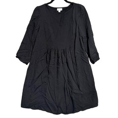 J Jill Black Boho Pintuck Peasant Midi Dress XS Cottagecore Lagenlook Flowy