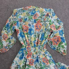 Misa Los Angeles Dress Womens S Multicolor Floral Chiffon Maxi Smocked Boho