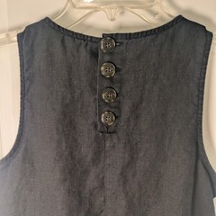 J Crew Dress Women XS Petite XSP Linen Shift Black Button Classic Minimalist