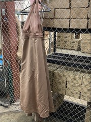 David&rsquo;s Bridal Women&rsquo;s Taupe Halter Neck Satin Formal Gown Dress Sz 20