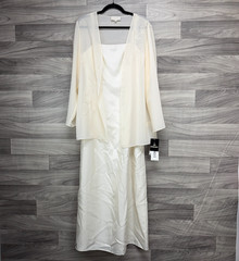 Studio I Jacket Dress Women&rsquo;s 10/12 Ivory Satin Sheer Wedding Evening *READ*