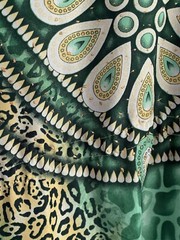 True Rock Women’s White Yellow Green Sequined Kaftan Mumu Caftan One Free Size