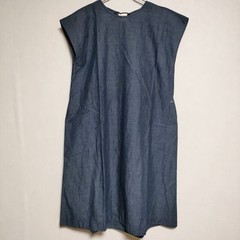 45R/45rpm Indigo cotton linen brush eyes DRESS dress Navy 3-0524S∞