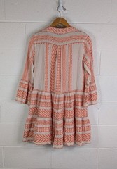 Devotion Twins Dress Womens S Orange Peach Ella Embroidered Tunic Tiered Boho