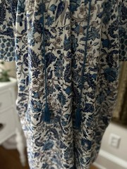 Knox Rose L Dress Boho Cottagecore Puff Short Sleeves Blue 36 Inches Long V Neck