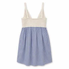 KULE The Esmee Dress Size L White Royal Blue Stripe Crochet Poplin Sundress