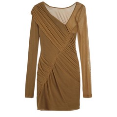 Rag & Bone Edita Bronze Ruched Mesh Silk Mini Dress 12 Indie Sleaze Minimalist