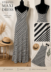 Lauren Ralph Lauren Women’s Black/White Striped V-Neck Strappy Maxi Dress 4
