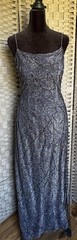ALYCE DESIGNS Silver Black Overlay Sheath Beaded Prom Formal Gown DRESS Size 4