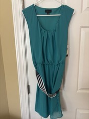 AB Studio Women Teal Sleeveless Round Neck Knee Length Dress XL New