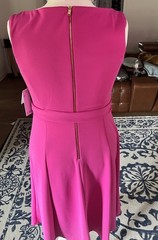 NEW DKNY Pink Solid Knit Boat Neck Sleeveless Belted Long A-Line Dress 12