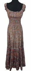 Cienna Womens Smocked Waist Tiered Maxi Dress Medium Silk Blend Flowy Boho