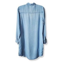 Beach lunch Lounge Chambray Tencel Shirt Dress M Coastal Beachy Natural Relaxed
