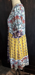 Anthropologie PATCHWORK TRAPEZE MINI DRESS Lilka Babydoll cottage core yellow XL