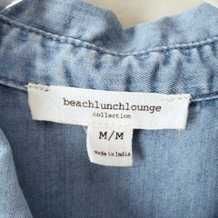 Beach lunch Lounge Chambray Tencel Shirt Dress M Coastal Beachy Natural Relaxed