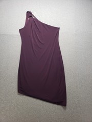 Calvin Klein Women Asymmetric Dress 12 Purple One Shoulder Side Zip Logo Outdoor