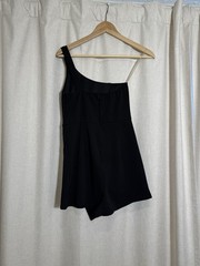 Black One Shoulder Assymetrical Jumpsuit Romper Women’s Small Blue Blush Fitted