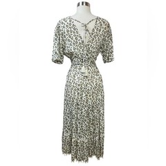 Valiante Boho Leopard Print Maxi Wrap Dress With Tassel & Pom Pom details Size M