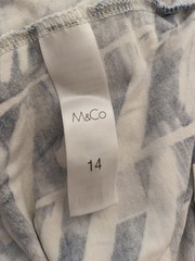 M&Co Blue White Patterned Colourful Knee Length Summer Day Dress Size 14 Party