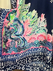Lilly Pulitzer Atlin Silk Caftan Seaglass Menagerie Indigo L/XL NWT (09050D)